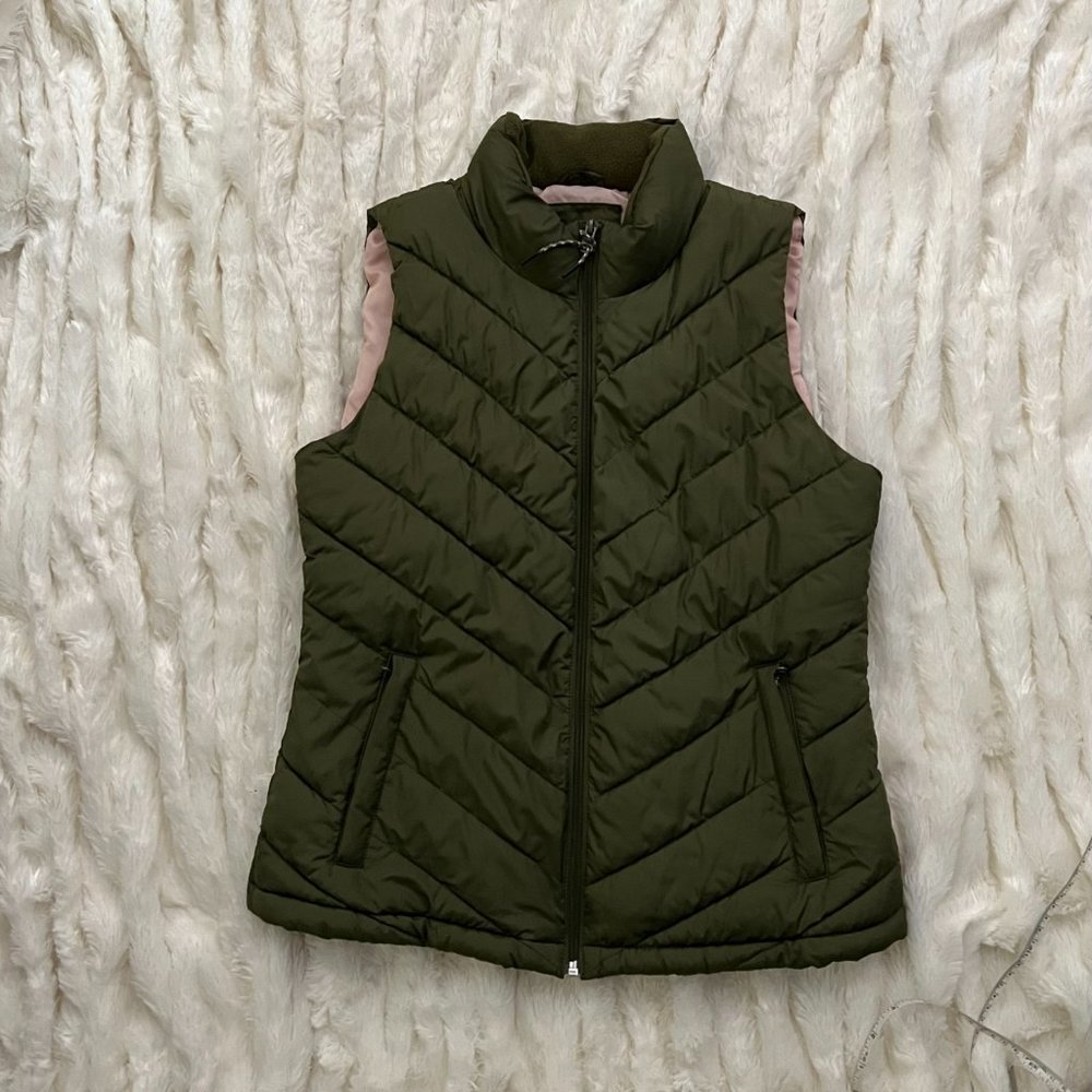 Gap Womens Puffer Vest Small Olive Green